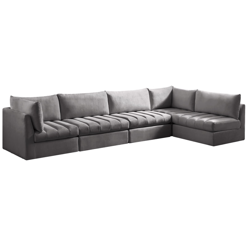 Meridian Jacob Grey Velvet Modular Sectional IMAGE 1