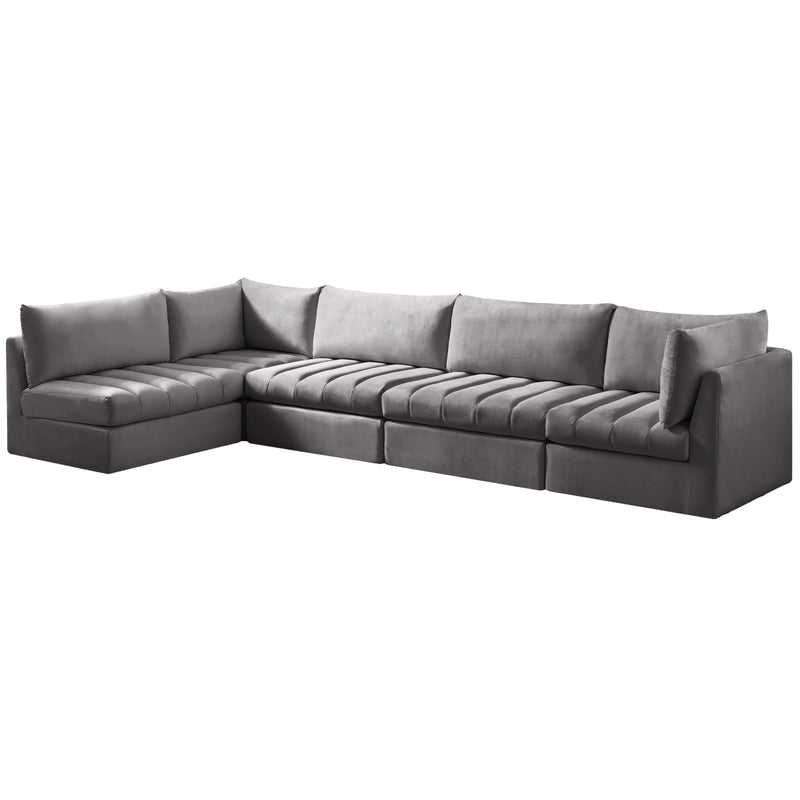 Meridian Jacob Grey Velvet Modular Sectional IMAGE 2