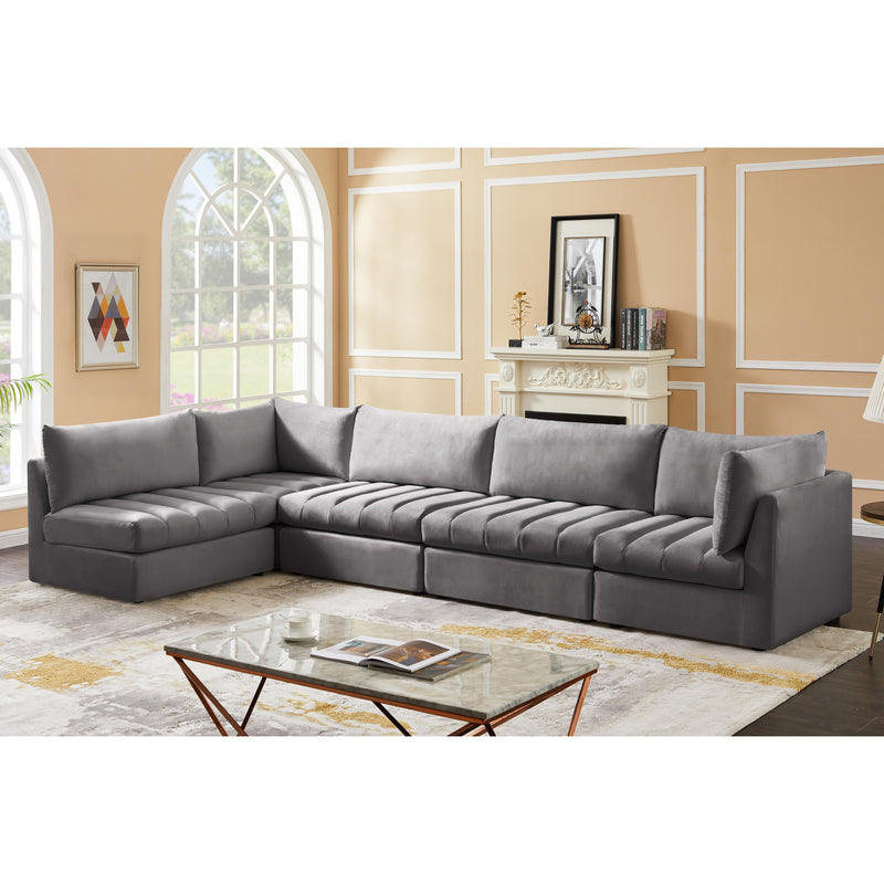 Meridian Jacob Grey Velvet Modular Sectional IMAGE 4