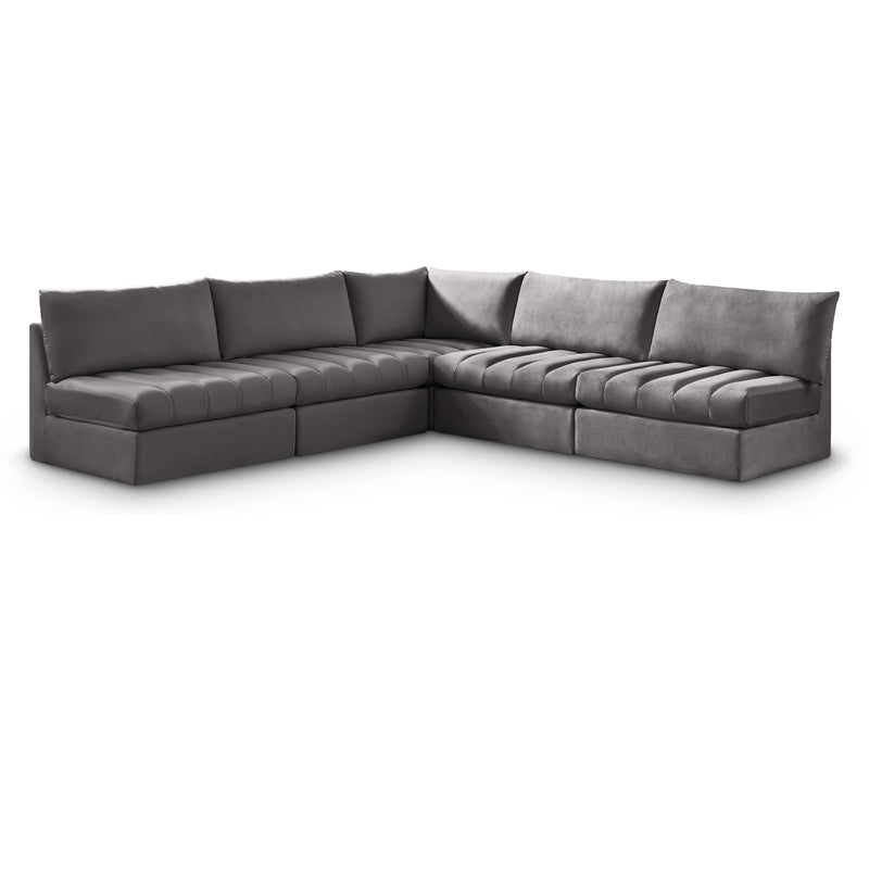 Meridian Jacob Grey Velvet Modular Sectional IMAGE 1