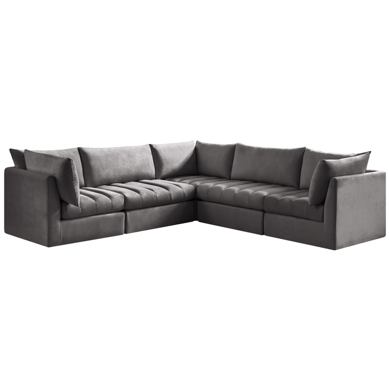 Meridian Jacob Grey Velvet Modular Sectional IMAGE 1