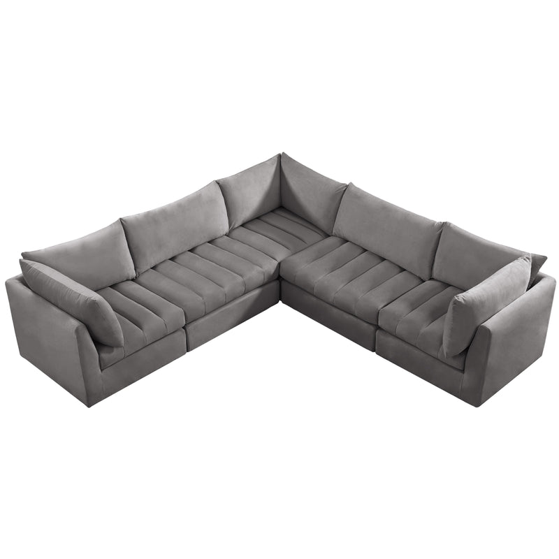 Meridian Jacob Grey Velvet Modular Sectional IMAGE 4