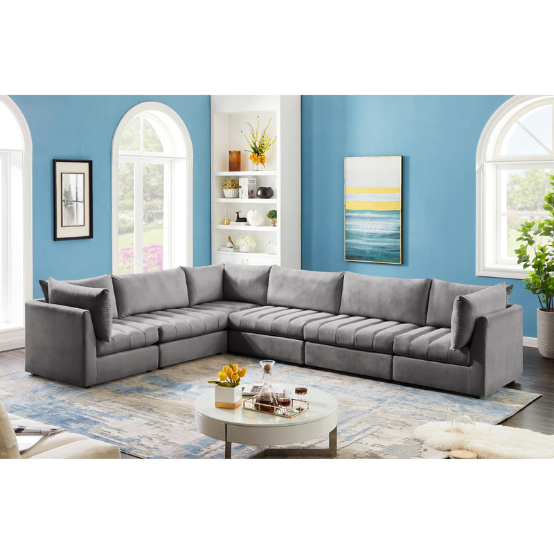 Meridian Jacob Grey Velvet Modular Sectional IMAGE 3