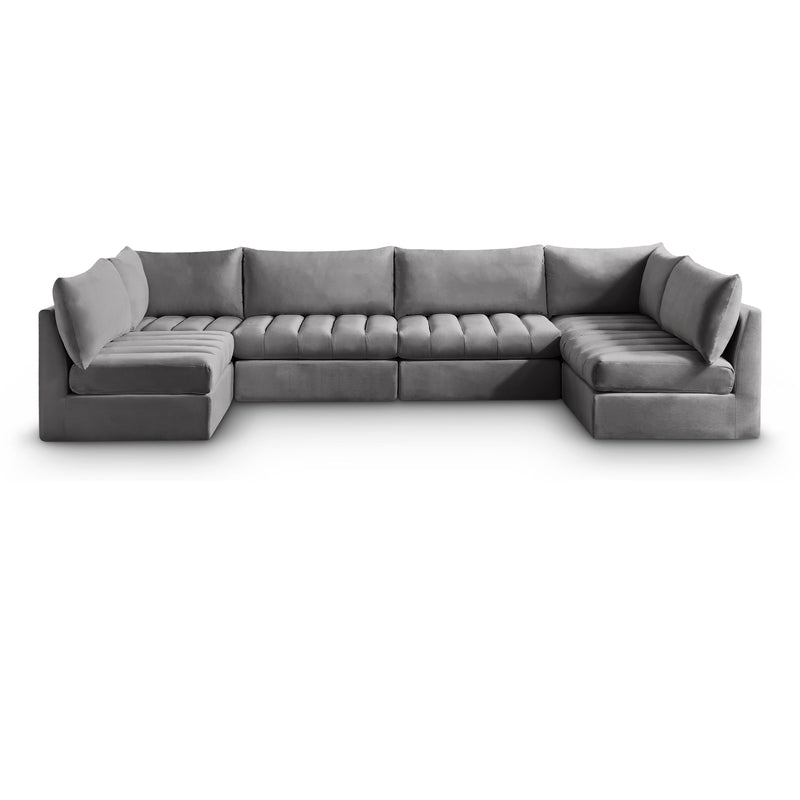 Meridian Jacob Grey Velvet Modular Sectional IMAGE 1