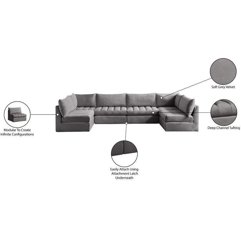 Meridian Jacob Grey Velvet Modular Sectional IMAGE 6