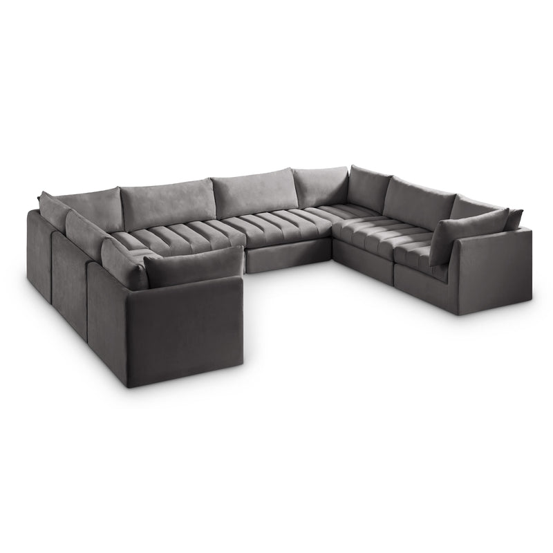 Meridian Jacob Grey Velvet Modular Sectional IMAGE 1