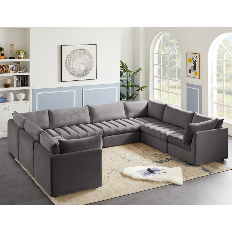 Meridian Jacob Grey Velvet Modular Sectional IMAGE 2