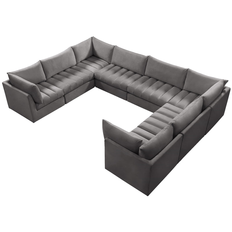 Meridian Jacob Grey Velvet Modular Sectional IMAGE 4