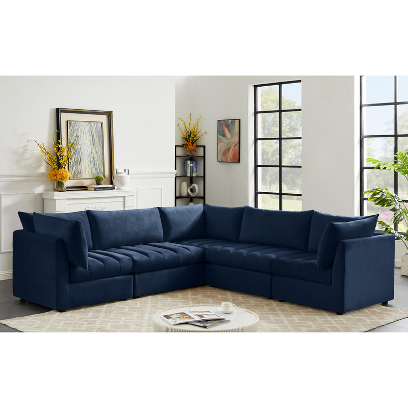 Meridian Jacob Navy Velvet Modular Sectional IMAGE 2