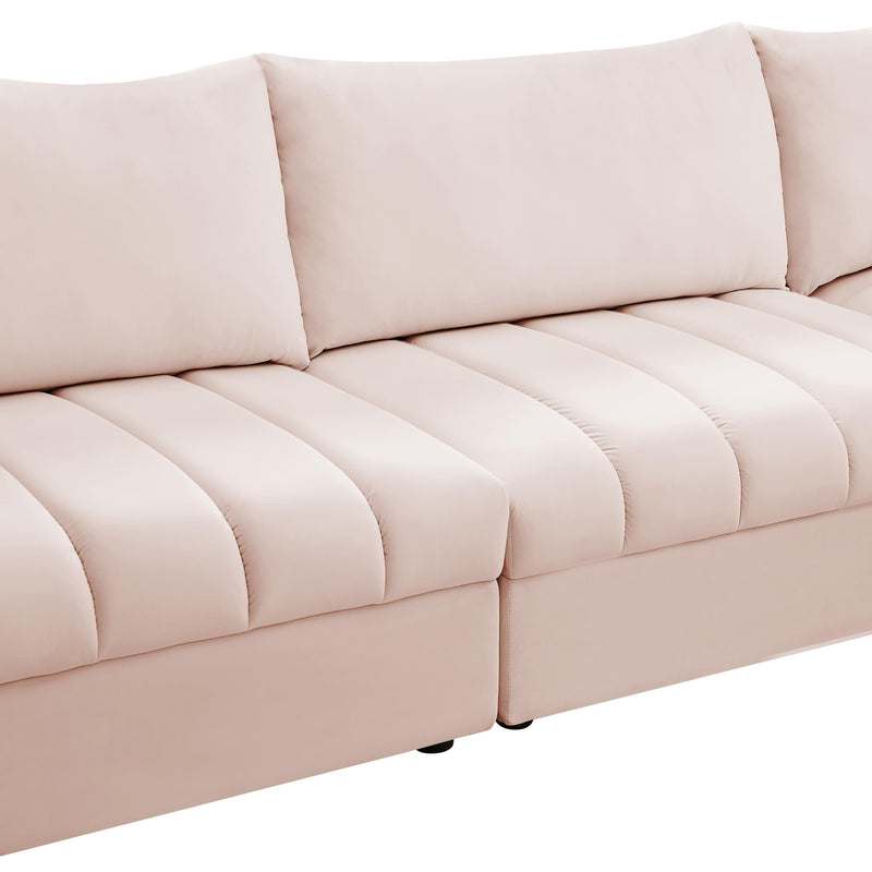 Meridian Jacob Pink Velvet Modular Sectional IMAGE 13