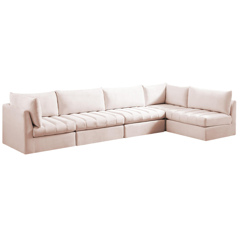 Meridian Jacob Pink Velvet Modular Sectional IMAGE 1