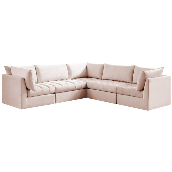 Meridian Jacob Pink Velvet Modular Sectional IMAGE 1