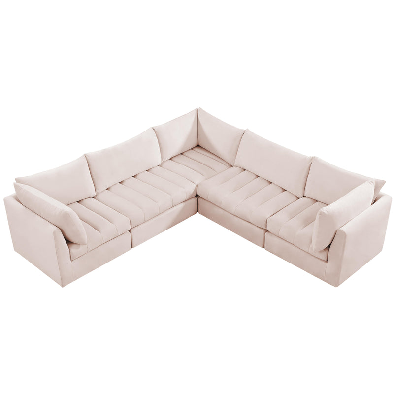 Meridian Jacob Pink Velvet Modular Sectional IMAGE 4