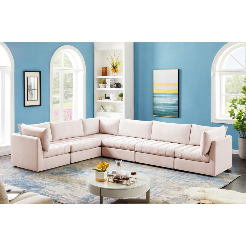 Meridian Jacob Pink Velvet Modular Sectional IMAGE 3