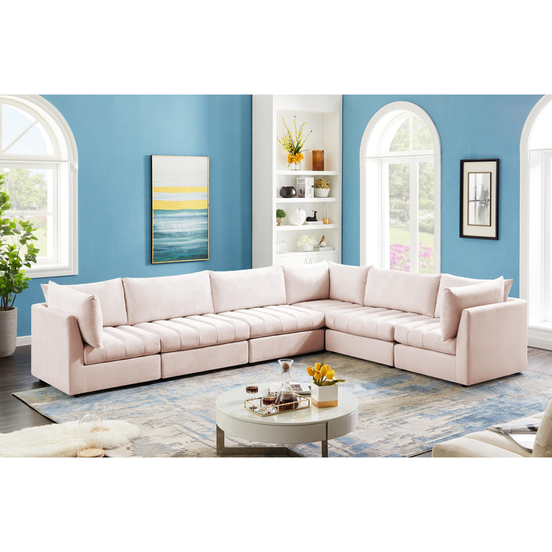 Meridian Jacob Pink Velvet Modular Sectional IMAGE 4