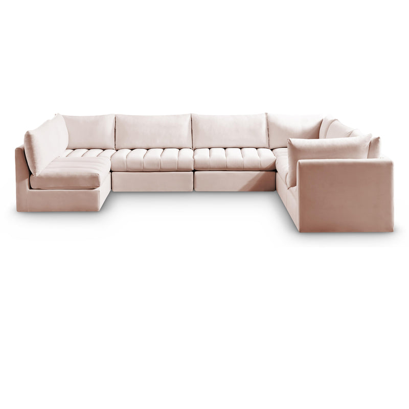 Meridian Jacob Pink Velvet Modular Sectional IMAGE 1