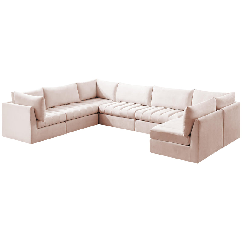 Meridian Jacob Pink Velvet Modular Sectional IMAGE 2