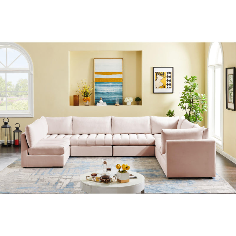 Meridian Jacob Pink Velvet Modular Sectional IMAGE 3