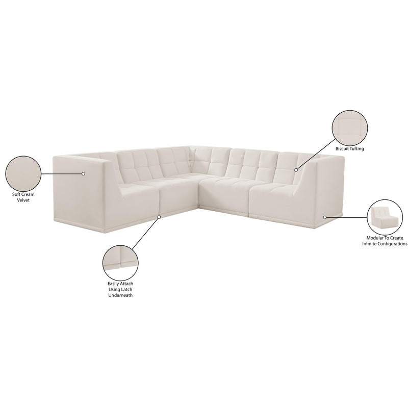Meridian Relax Cream Velvet Modular Sectional IMAGE 11