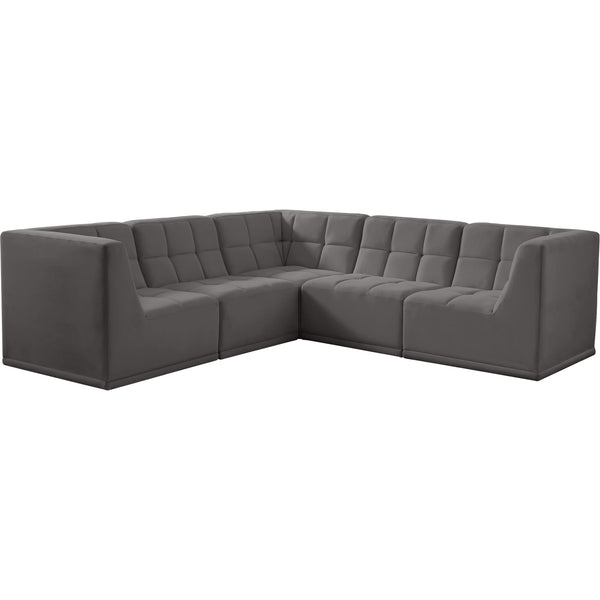 Meridian Relax Grey Velvet Modular Sectional IMAGE 1