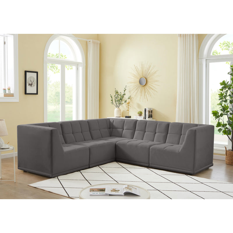 Meridian Relax Grey Velvet Modular Sectional IMAGE 2