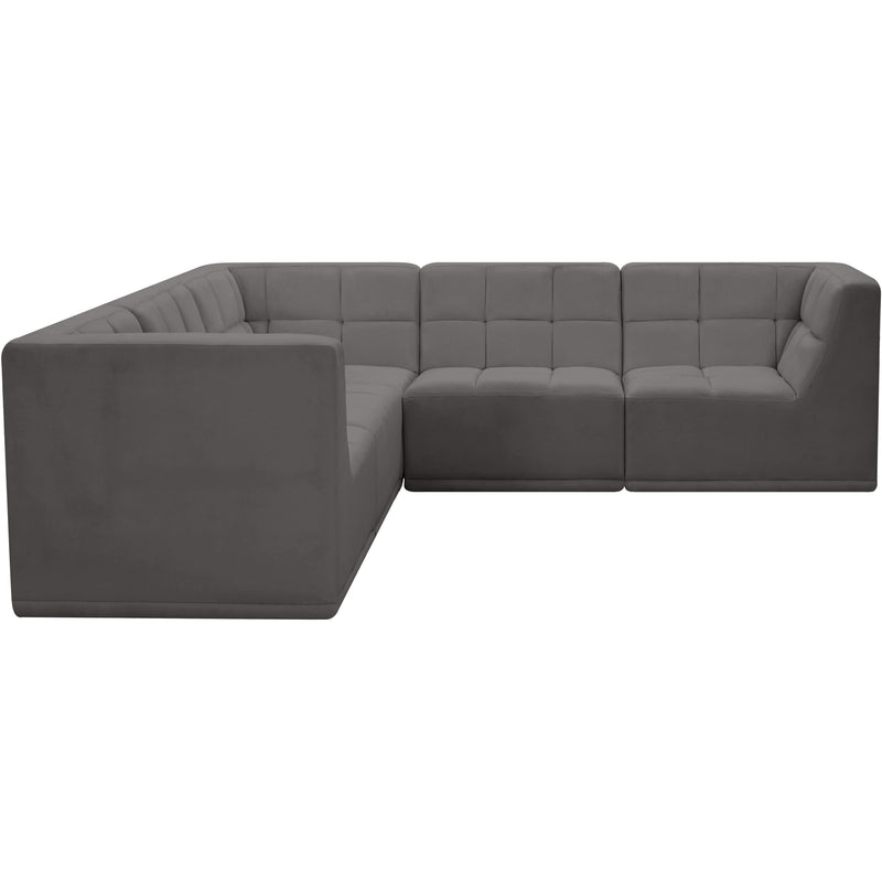 Meridian Relax Grey Velvet Modular Sectional IMAGE 4