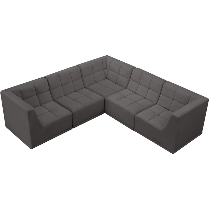 Meridian Relax Grey Velvet Modular Sectional IMAGE 5