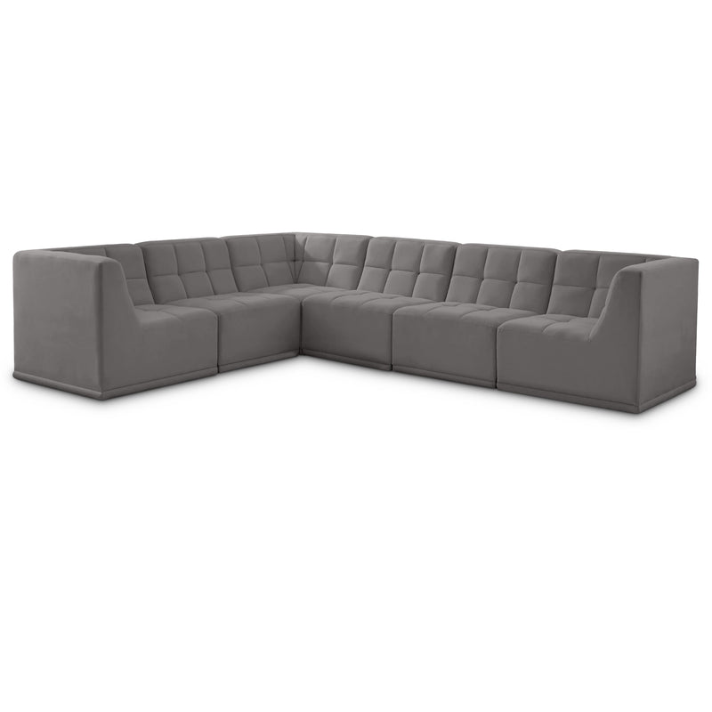 Meridian Relax Grey Velvet Modular Sectional IMAGE 1