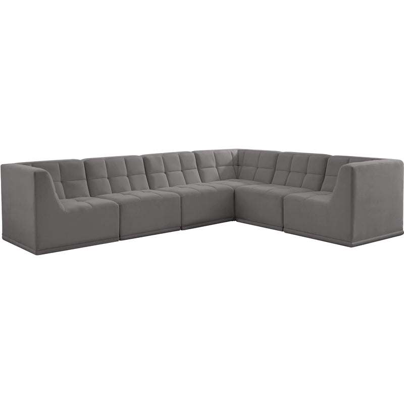 Meridian Relax Grey Velvet Modular Sectional IMAGE 2