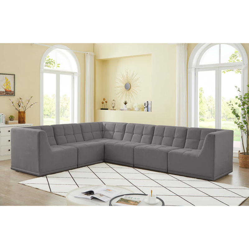 Meridian Relax Grey Velvet Modular Sectional IMAGE 3