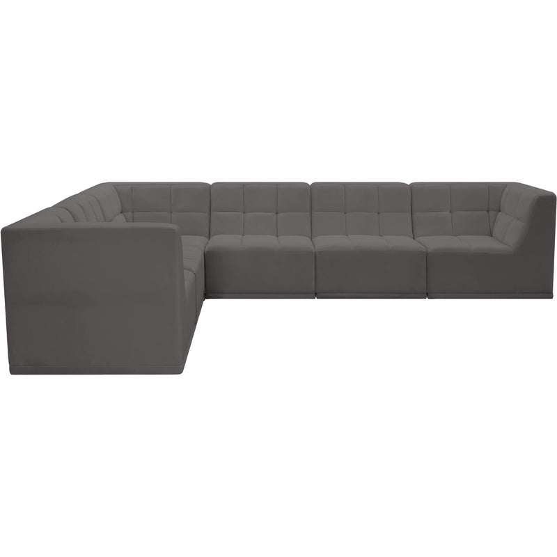 Meridian Relax Grey Velvet Modular Sectional IMAGE 6