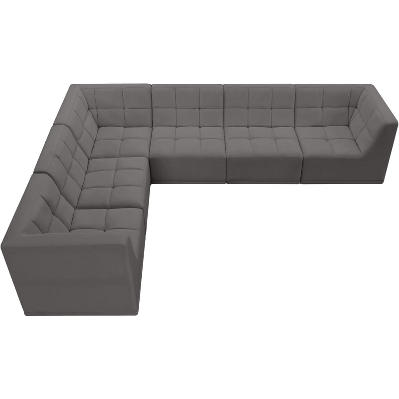 Meridian Relax Grey Velvet Modular Sectional IMAGE 8