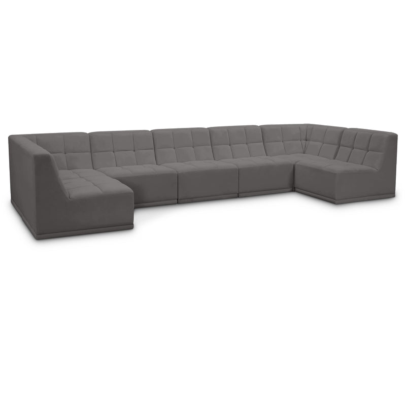 Meridian Relax Grey Velvet Modular Sectional IMAGE 1