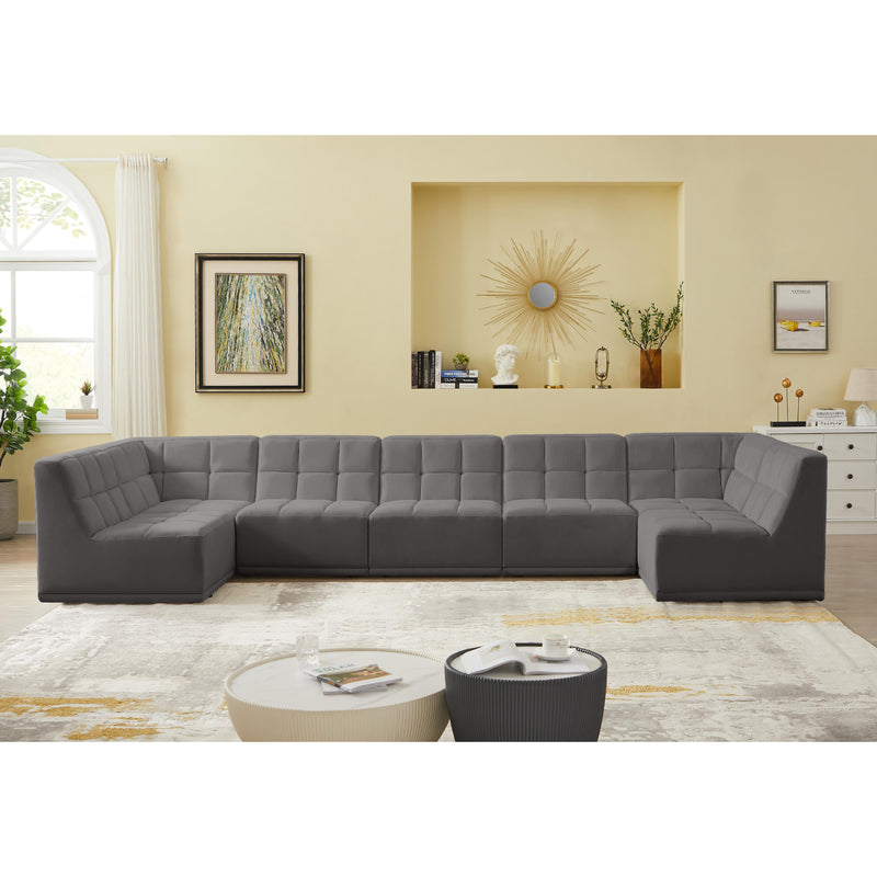 Meridian Relax Grey Velvet Modular Sectional IMAGE 2
