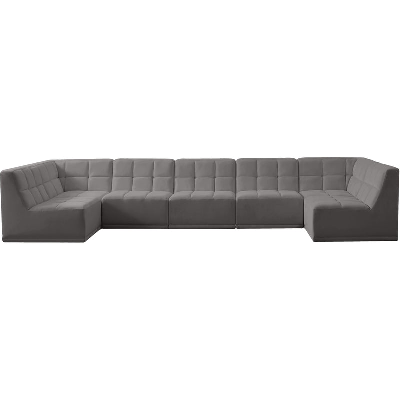 Meridian Relax Grey Velvet Modular Sectional IMAGE 5