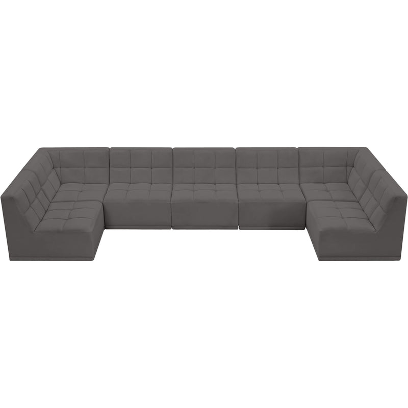 Meridian Relax Grey Velvet Modular Sectional IMAGE 6