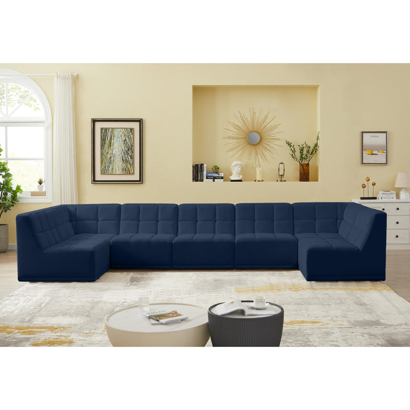 Meridian Relax Navy Velvet Modular Sectional IMAGE 2