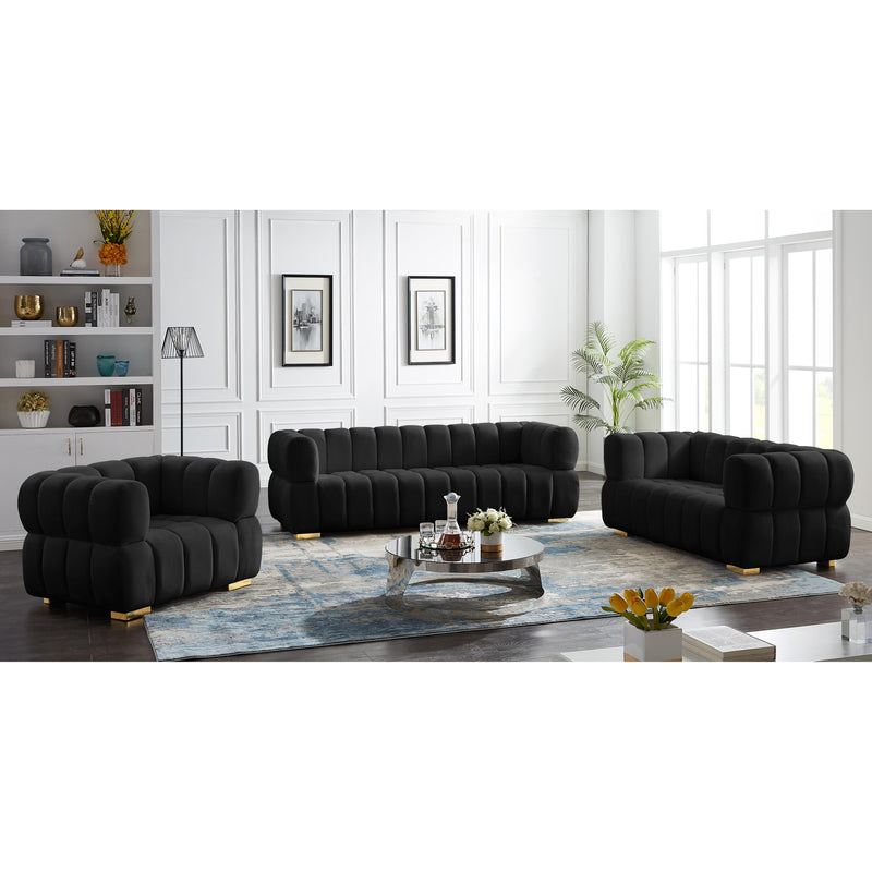 Meridian Gwen Black Velvet Loveseat IMAGE 13