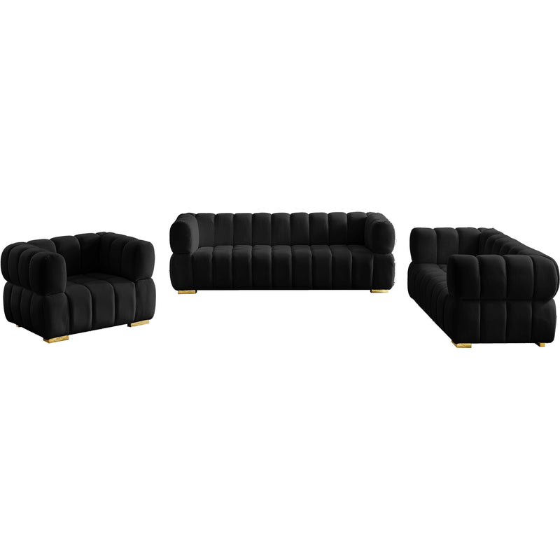 Meridian Gwen Black Velvet Loveseat IMAGE 14