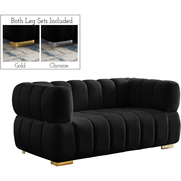 Meridian Gwen Black Velvet Loveseat IMAGE 1