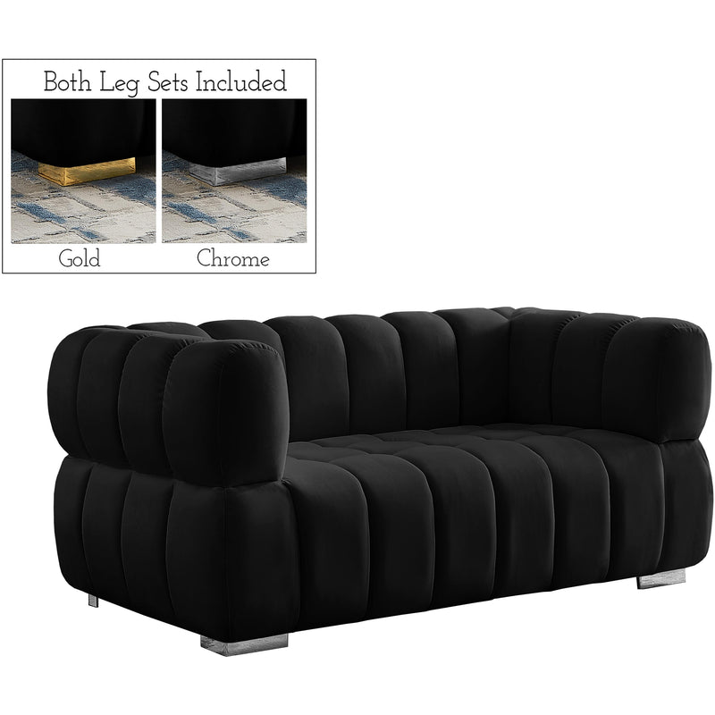 Meridian Gwen Black Velvet Loveseat IMAGE 2