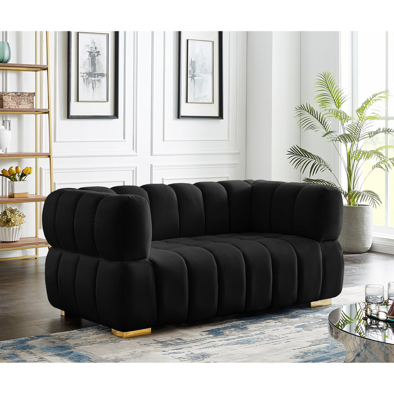 Meridian Gwen Black Velvet Loveseat IMAGE 3