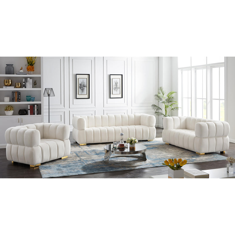 Meridian Gwen Cream Velvet Loveseat IMAGE 13