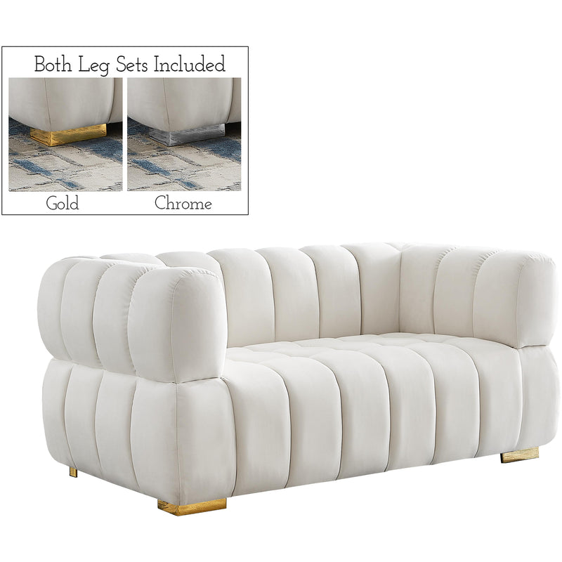 Meridian Gwen Cream Velvet Loveseat IMAGE 1