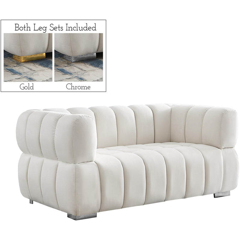 Meridian Gwen Cream Velvet Loveseat IMAGE 2