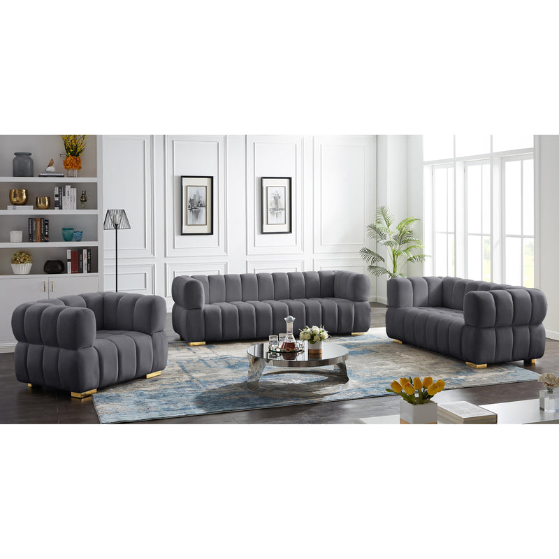 Meridian Gwen Grey Velvet Loveseat IMAGE 13