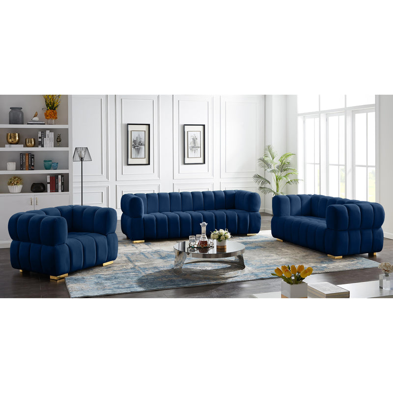 Meridian Gwen Navy Velvet Loveseat IMAGE 13