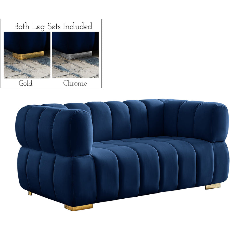 Meridian Gwen Navy Velvet Loveseat IMAGE 1