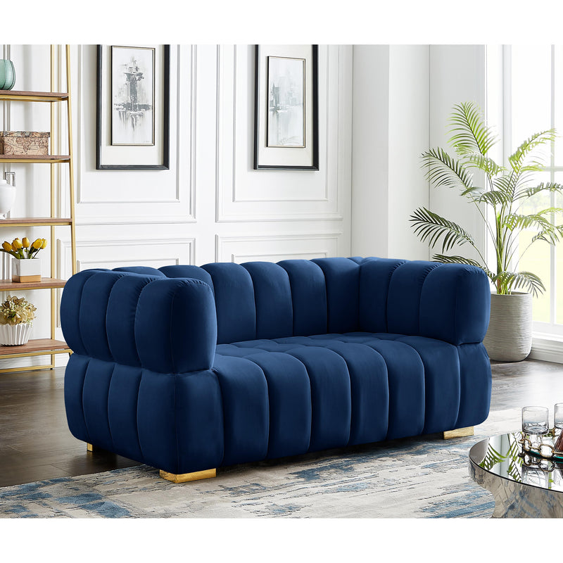 Meridian Gwen Navy Velvet Loveseat IMAGE 3