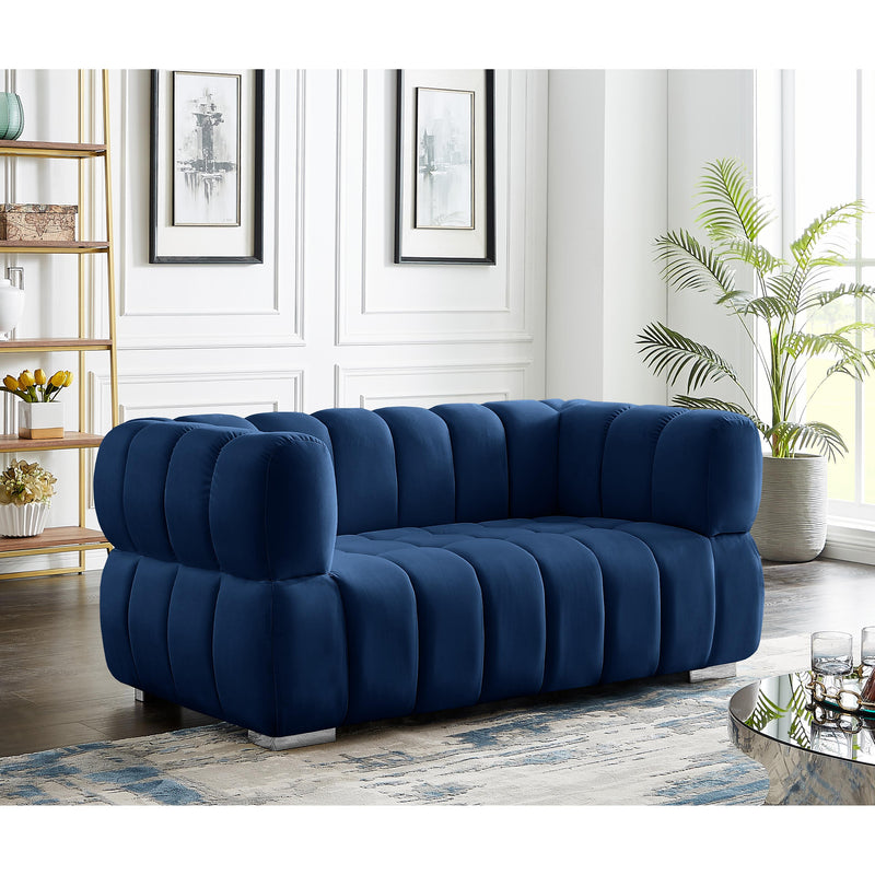 Meridian Gwen Navy Velvet Loveseat IMAGE 4